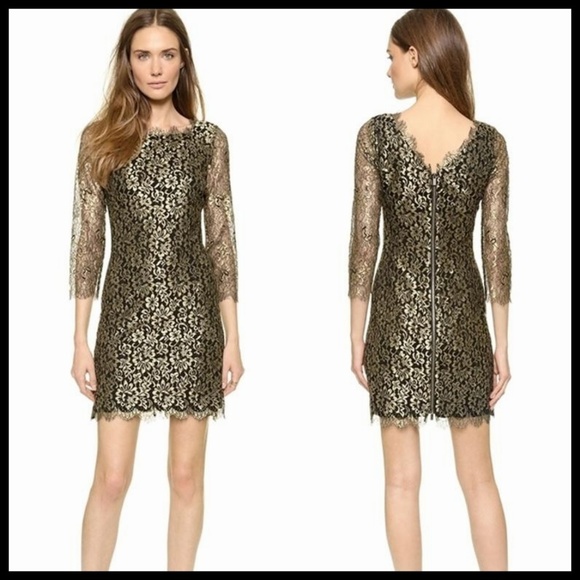Diane Von Furstenberg Zarita dress gold DVF sz 12 - Picture 1 of 8